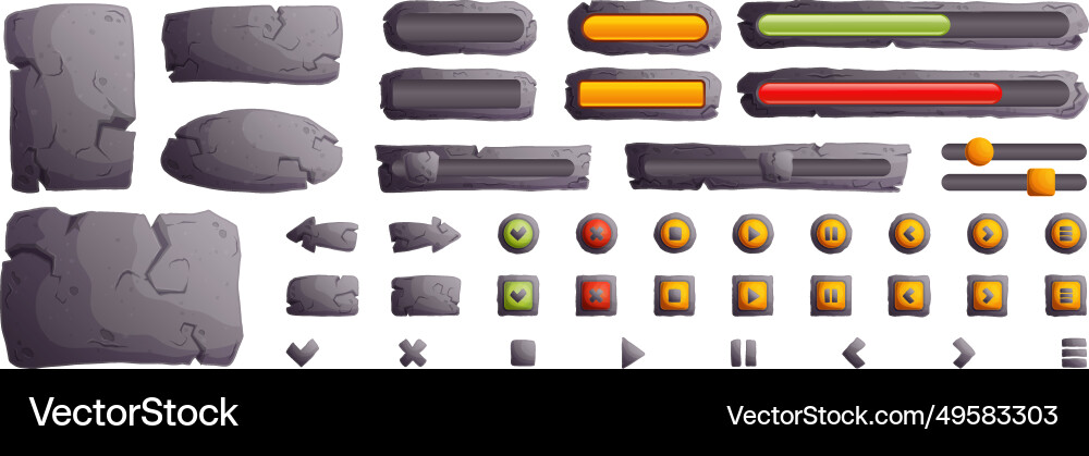 Stone buttons and boards for game ui gui elements vector image