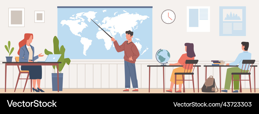 Student Learning in Classroom Vector Image