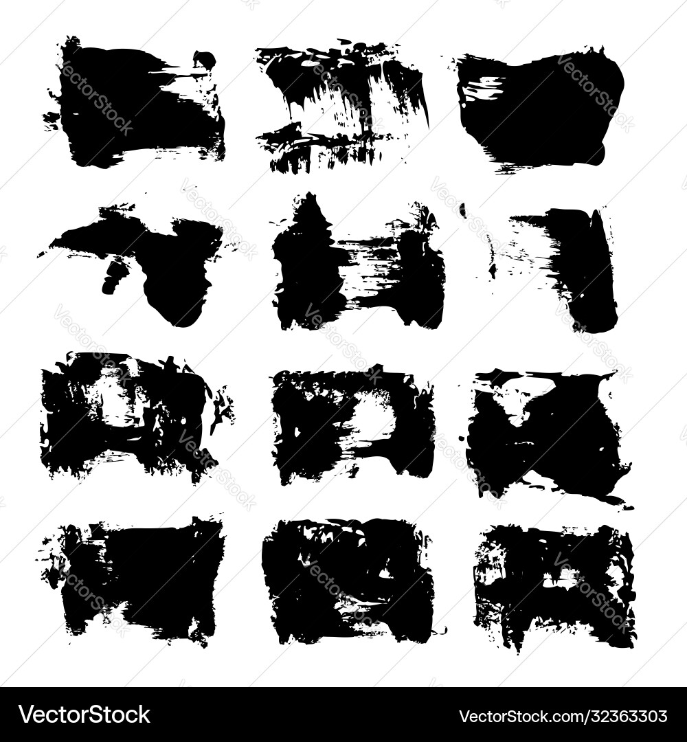 Textured black brush strokes isolated on a white Textured black brush strokes isolated on a white vector image