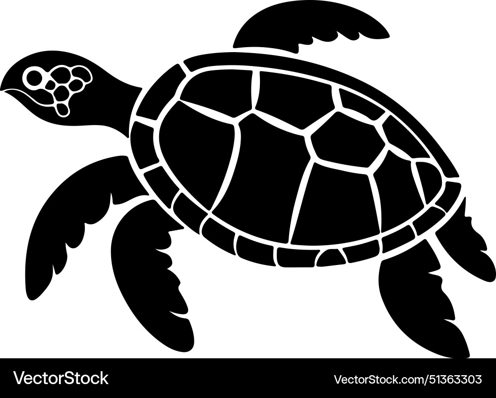 Turtle silhouette white background Royalty Free Vector Image