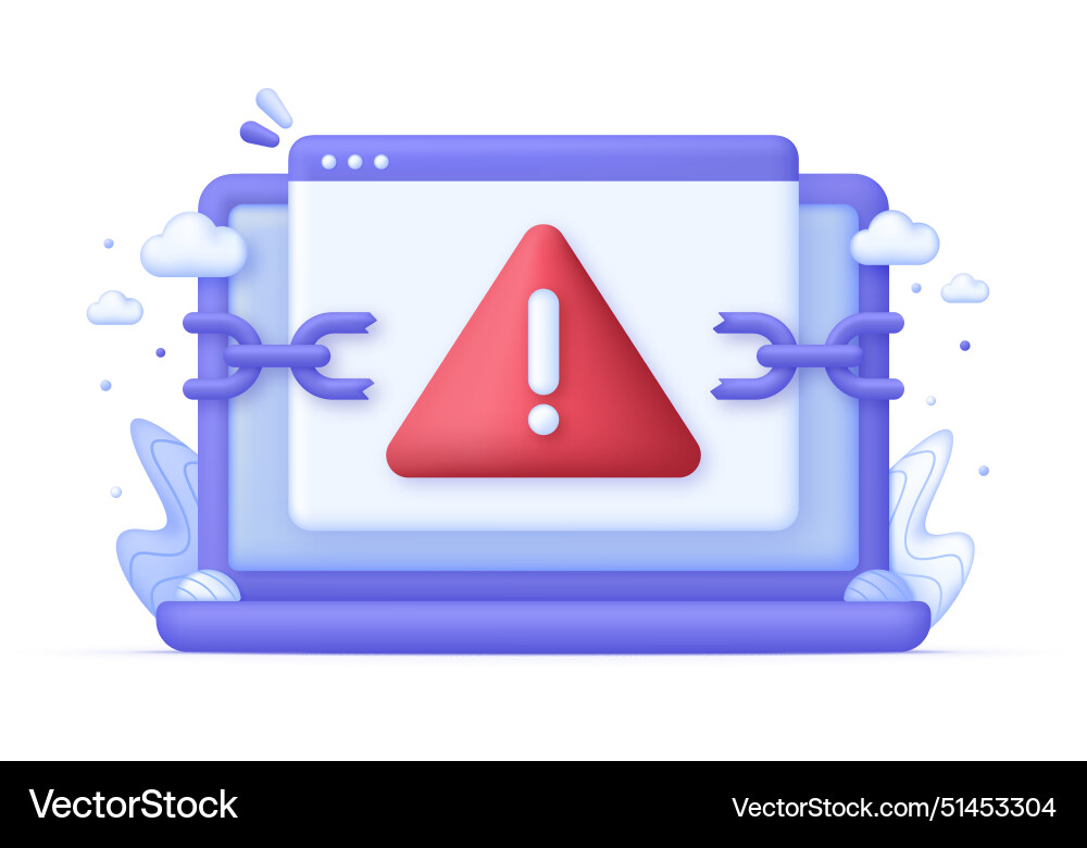 3d computer error message 3d computer error message vector image