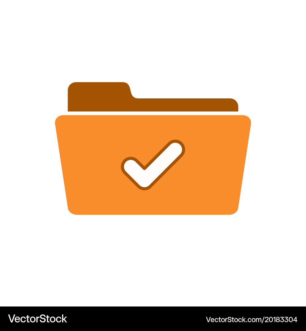 Accept check folder good ready valid verify icon Vector Image