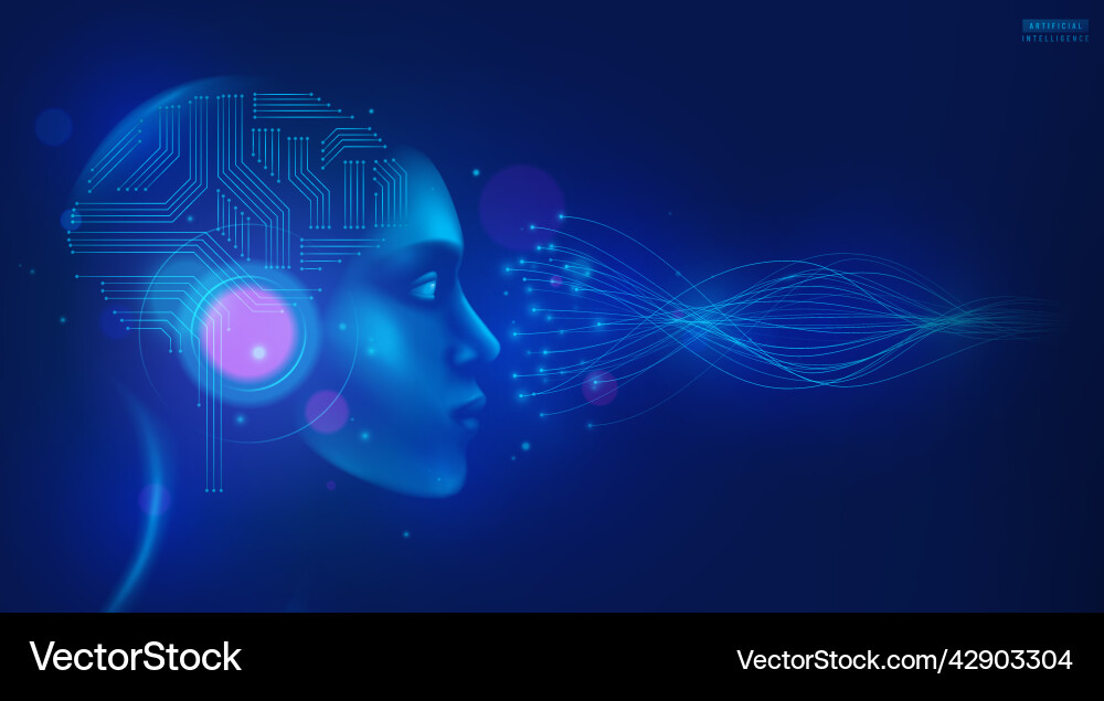 AI Robot Brain Technology Background vector image