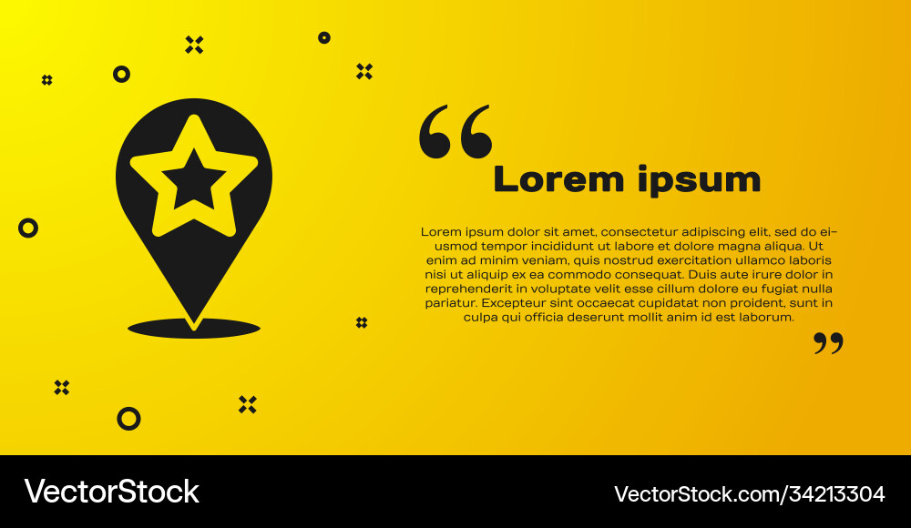 Black map pointer with star icon isolated Black map pointer with star icon isolated vector image
