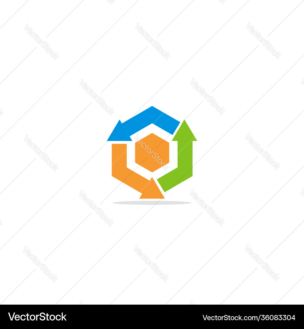Circle arrow polygon colored logo Royalty Free Vector Image