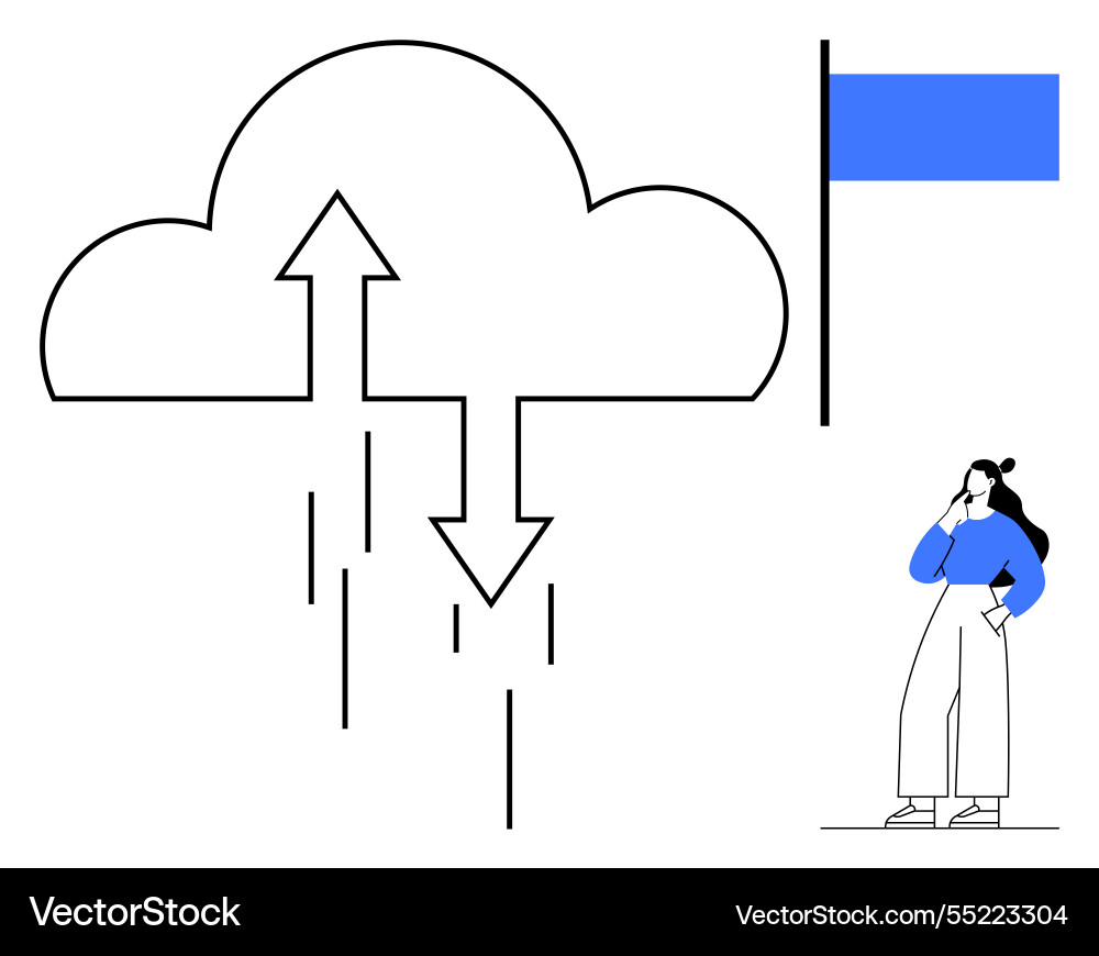 Cloud computing concept with upward and downward Cloud computing concept with upward and downward vector image