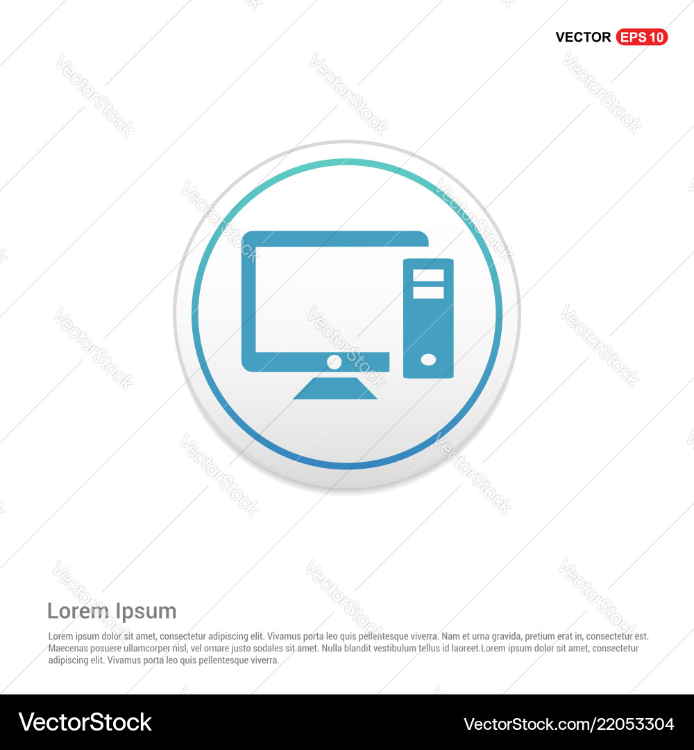 Computer system icon - white circle button Computer system icon - white circle button Vector Image