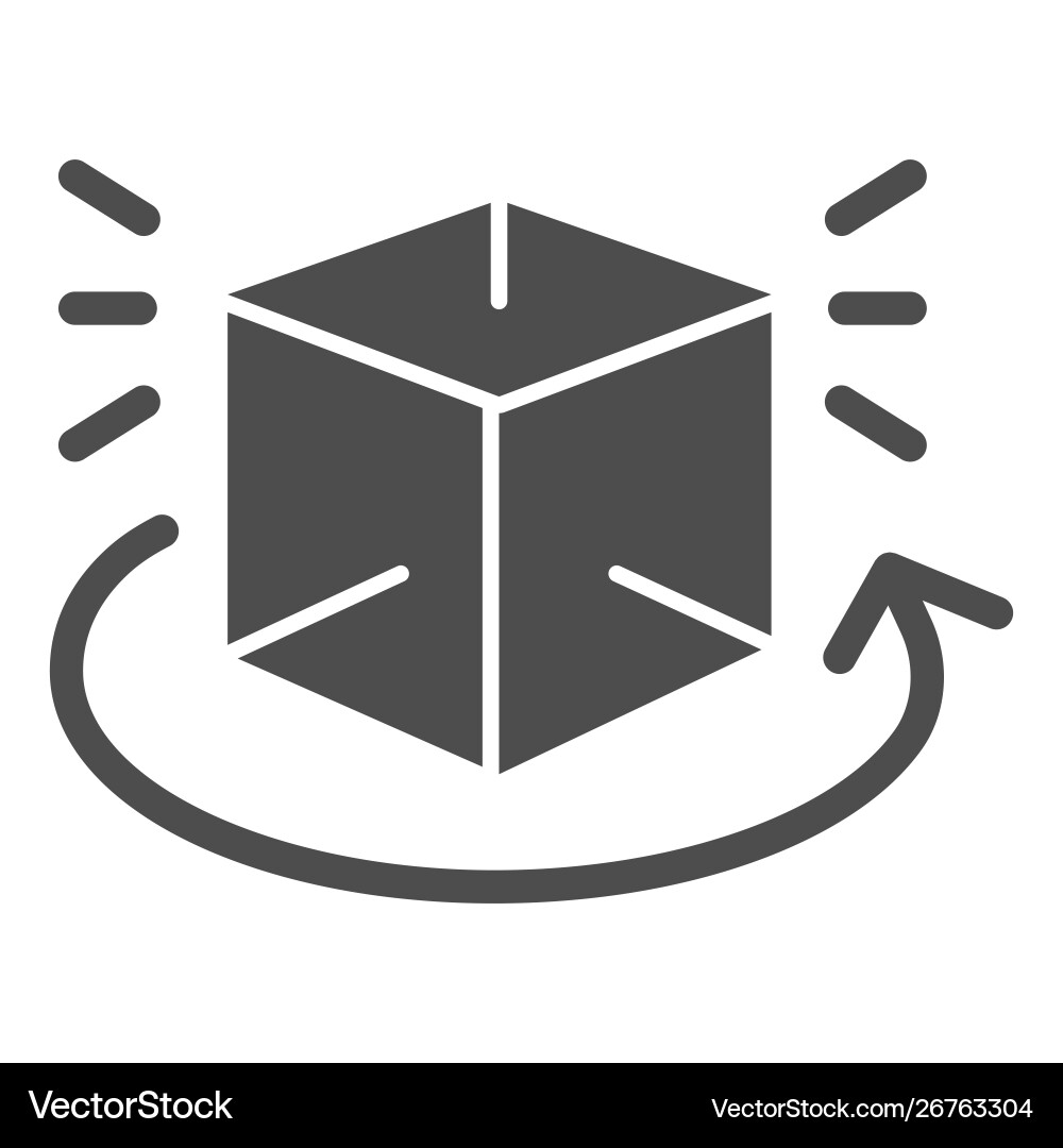 Cube rotation solid icon 360 degrees rotate Cube rotation solid icon 360 degrees rotate vector image