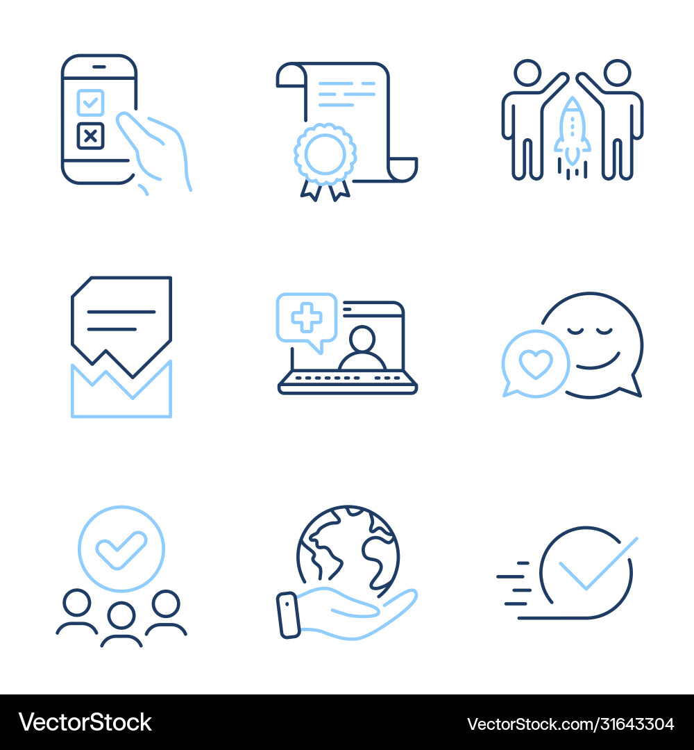 Dating mobile survey and checkbox icons set Dating mobile survey and checkbox icons set Vector Image