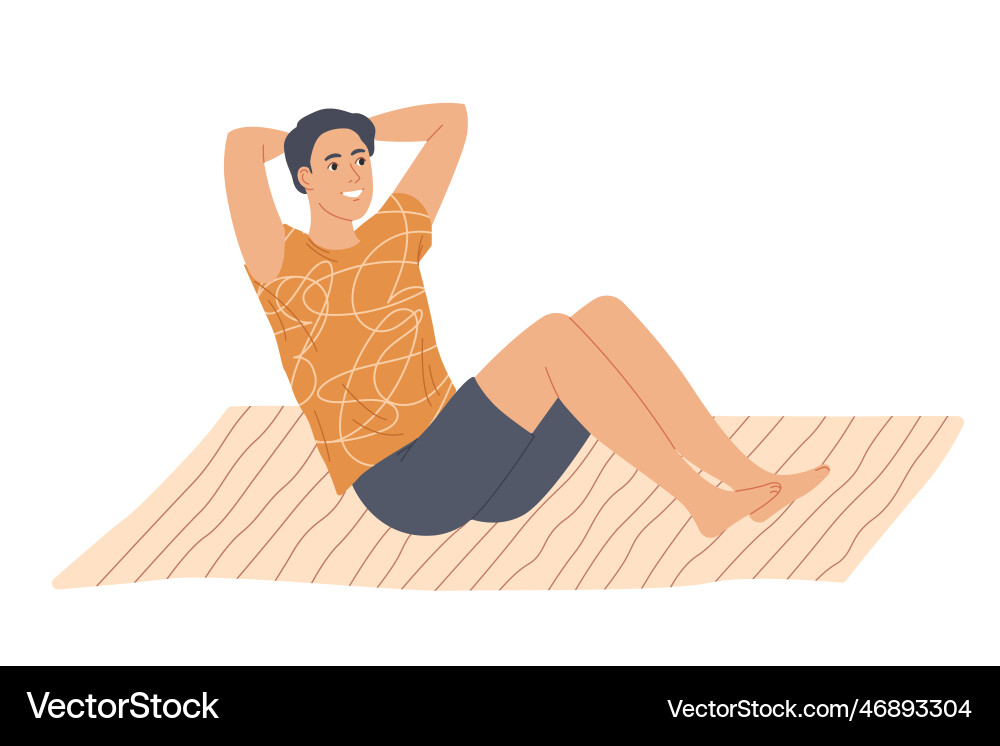 Man doing situps abs crunches at home vector image