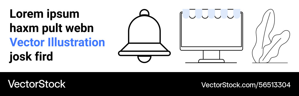 Notification bell computer screen with tabs Notification bell computer screen with tabs Vector Image