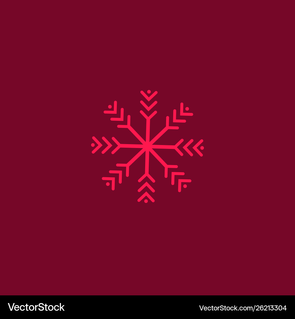 Red snowflake flat icon snow pictograph winter Red snowflake flat icon snow pictograph winter vector image