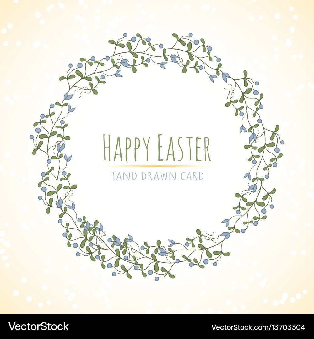 Retro Easter Wreath Card Vector Image