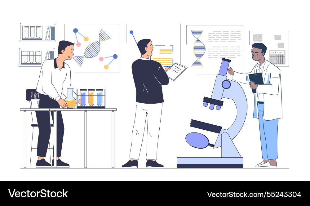 Scientists working in a lab Scientists working in a lab vector image