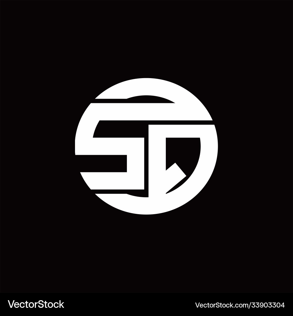 Sq logo monogram with rounded line swipe design Sq logo monogram with rounded line swipe design vector image