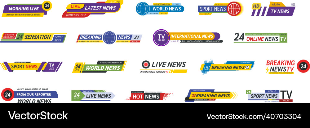 TV News Bar Logos & Feeds Vector Image