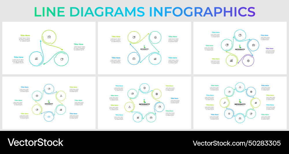 Abstract cycle diagrams with 3 4 5 6 7 and 8 Abstract cycle diagrams with 3 4 5 6 7 and 8 vector image
