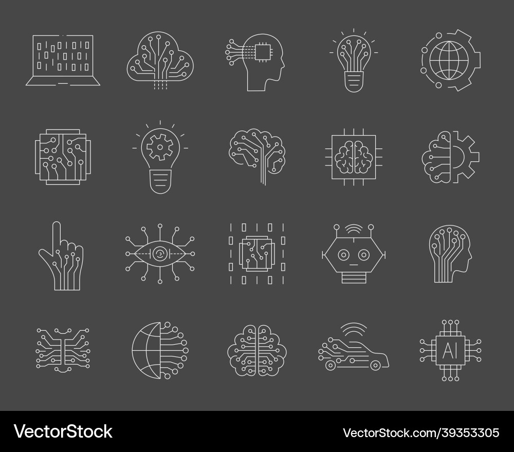 Artificial intelligence and machine learning line Artificial intelligence and machine learning line Vector Image
