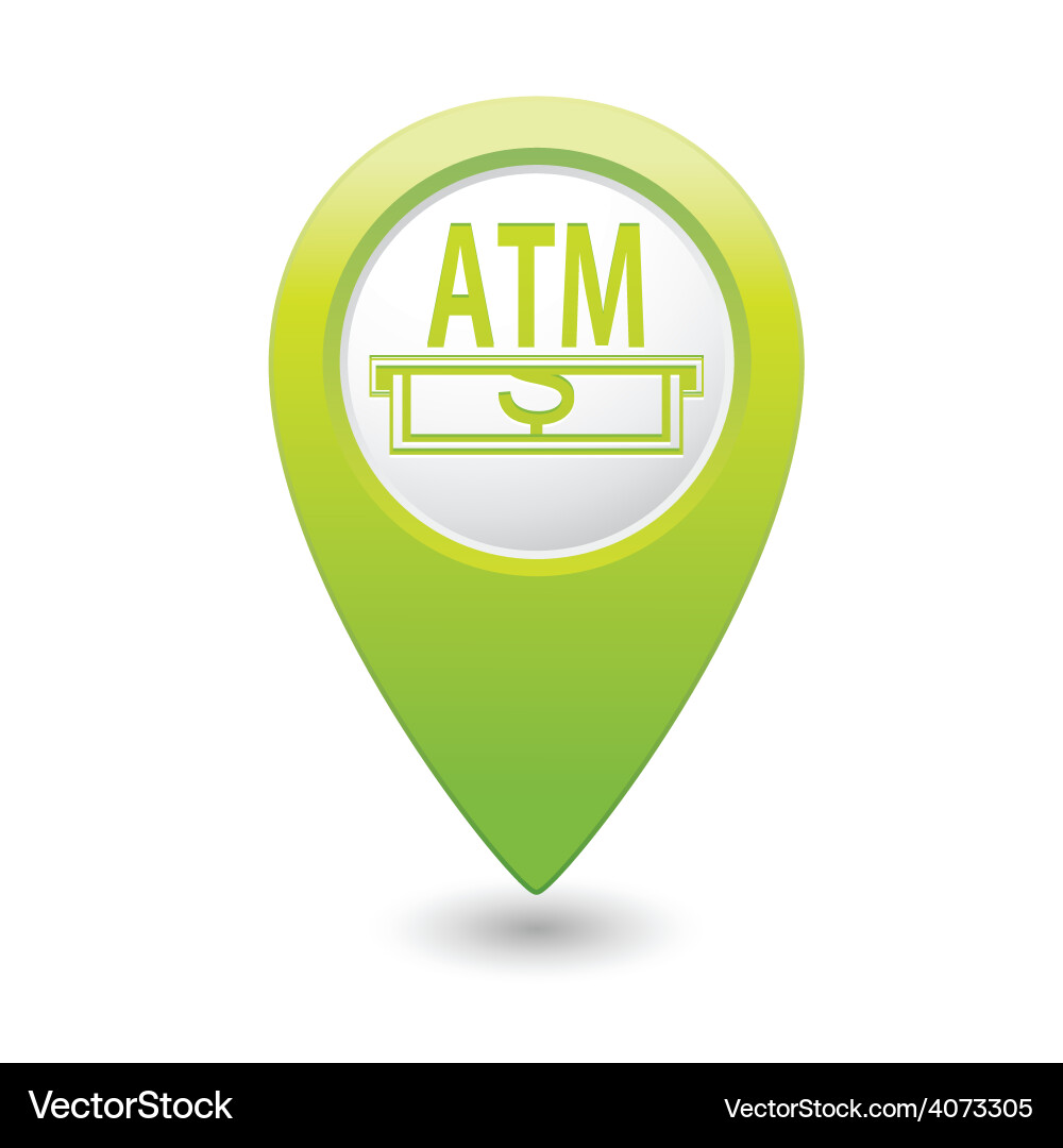 ATM Pointer Green Map Icon vector image