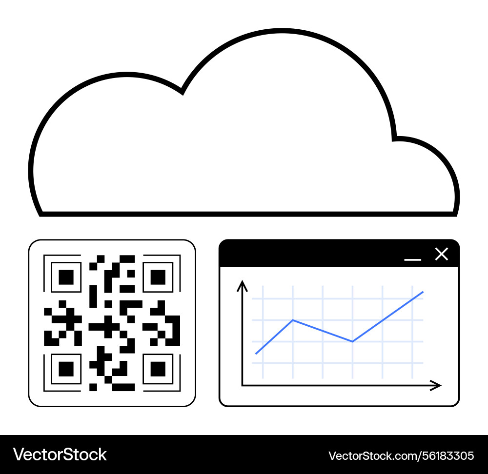 Cloud-Speicher mit Qr-Code und Graphanalysen Cloud-Speicher mit Qr-Code und Graphanalysen vektorbild