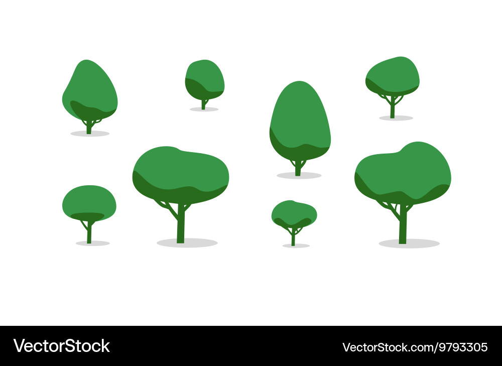 Collection of Trees with Shadows vector image