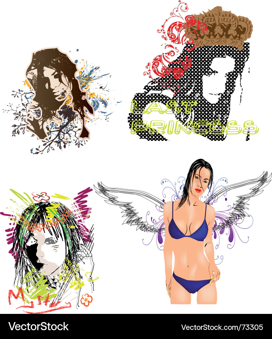 Colorful Collage Portrait Vector Image