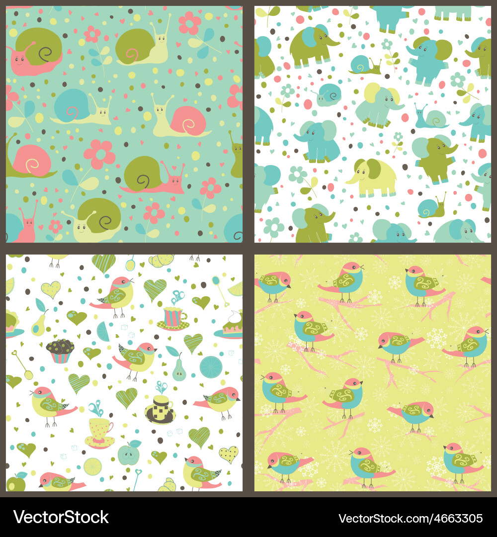 Cute Cartoon Animal Patterns Vector Image