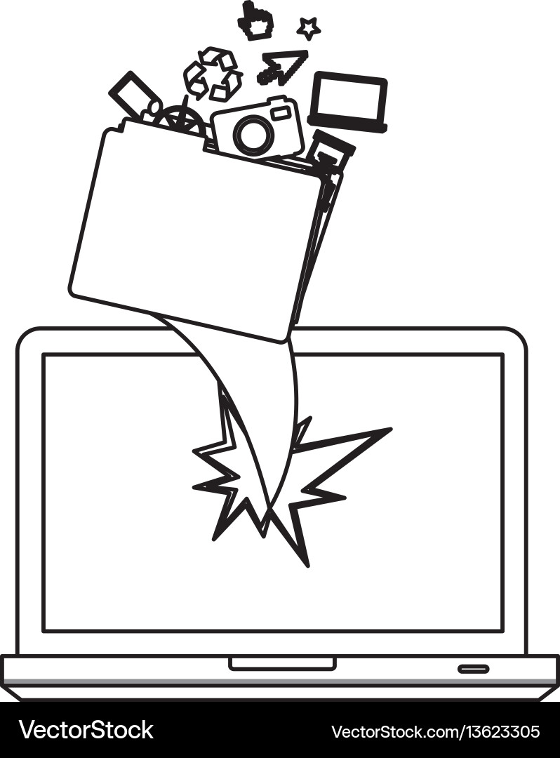Figure computer file with technological icons Figure computer file with technological icons vector image