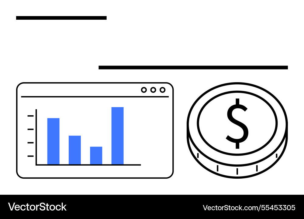 Financial data analysis with bar graph and dollar Financial data analysis with bar graph and dollar vector image