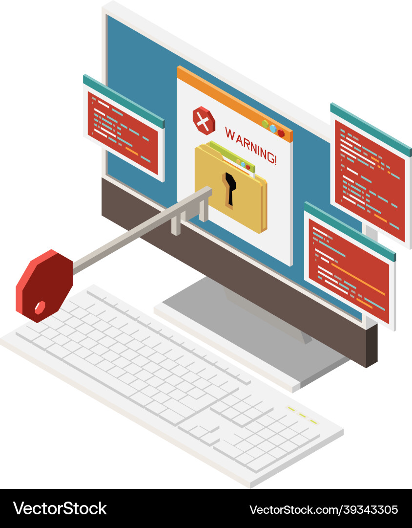 Isometric hacking icon Isometric hacking icon vector image