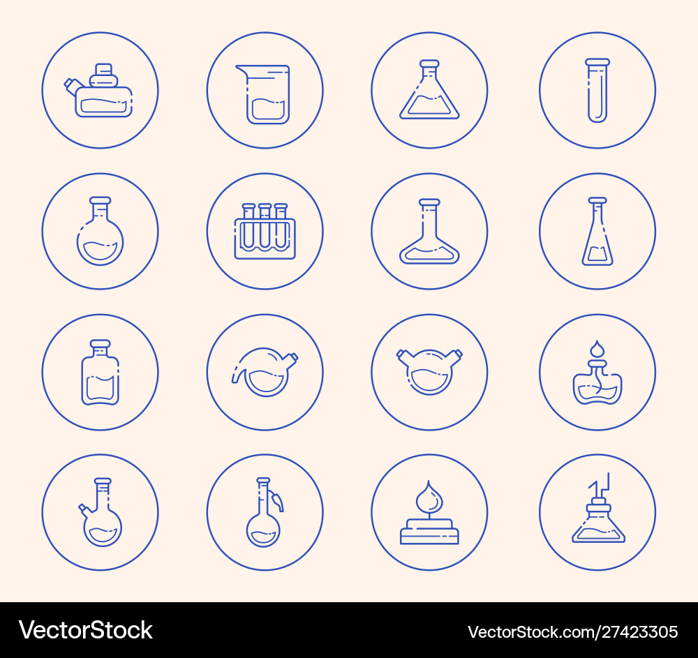 Laboratory flasks icon set Vector Image