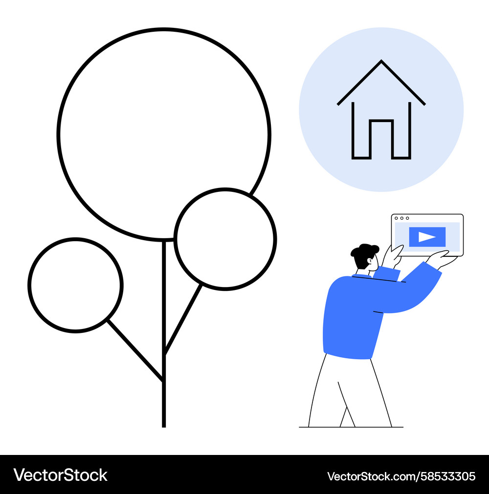 Modern Tree with Digital Player Vector Image