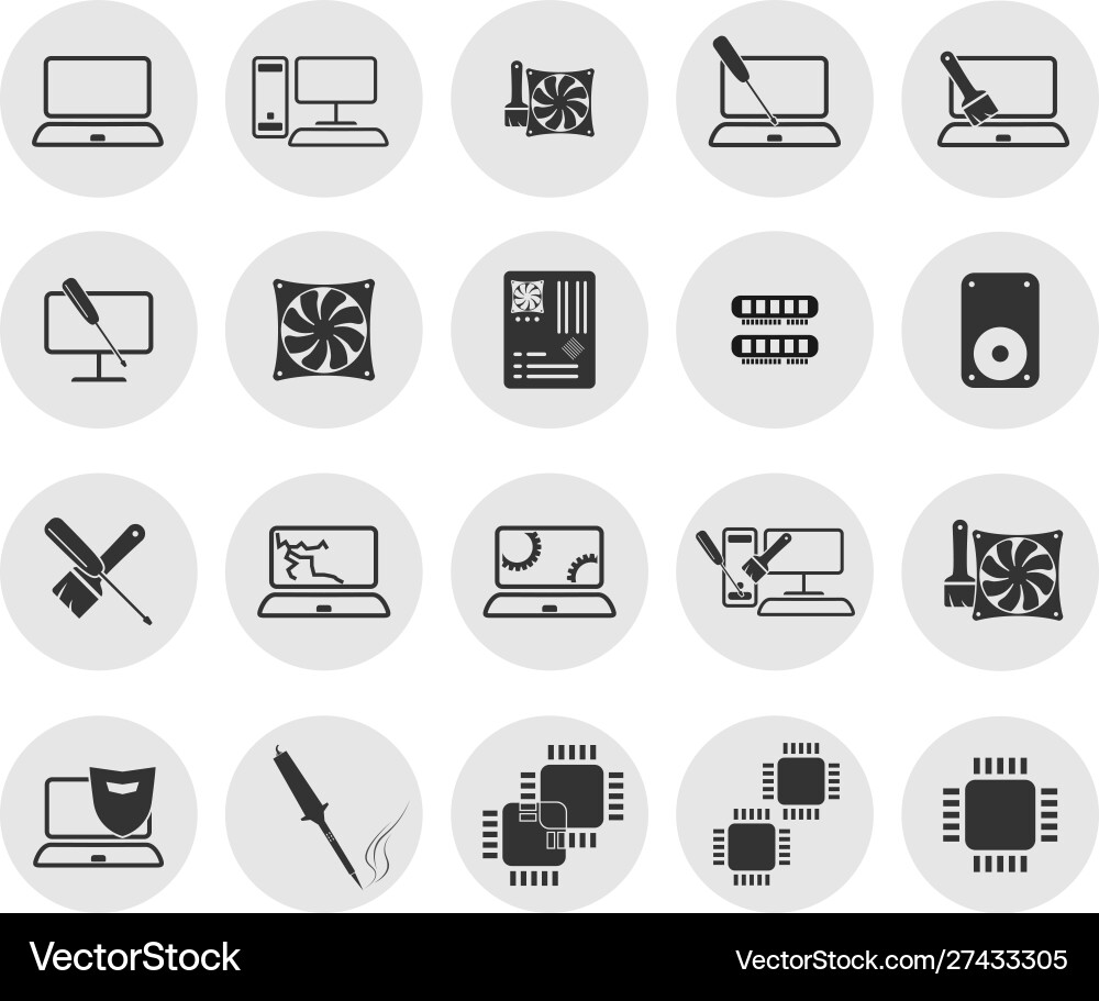Outline icons computer theme Outline icons computer theme Vector Image