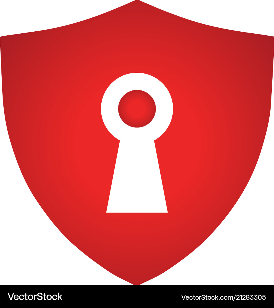 Red Shield with Keyhole - Security Icon vector image