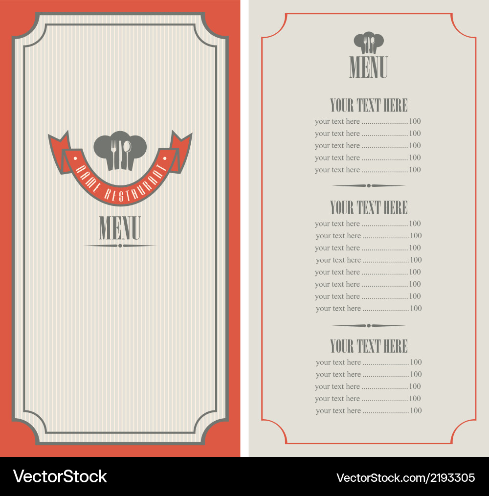 Retro Restaurant Menu Template vector image