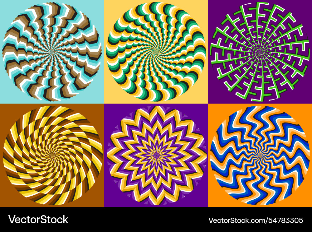 Set of circular striped patterns colorful circles vector image