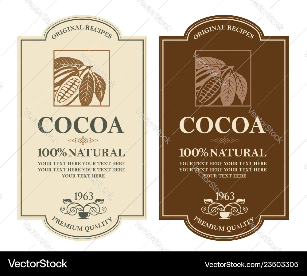 Set of cocoa labels vector image