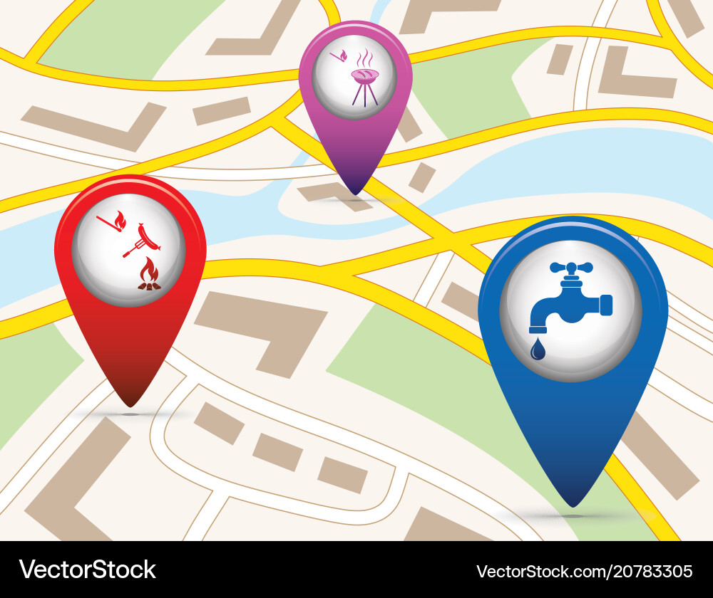 Set of tourism service map pointers Vector Image