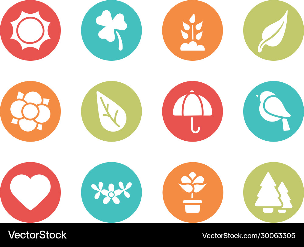 Set spring icons block and flat style icon Set spring icons block and flat style icon vector image