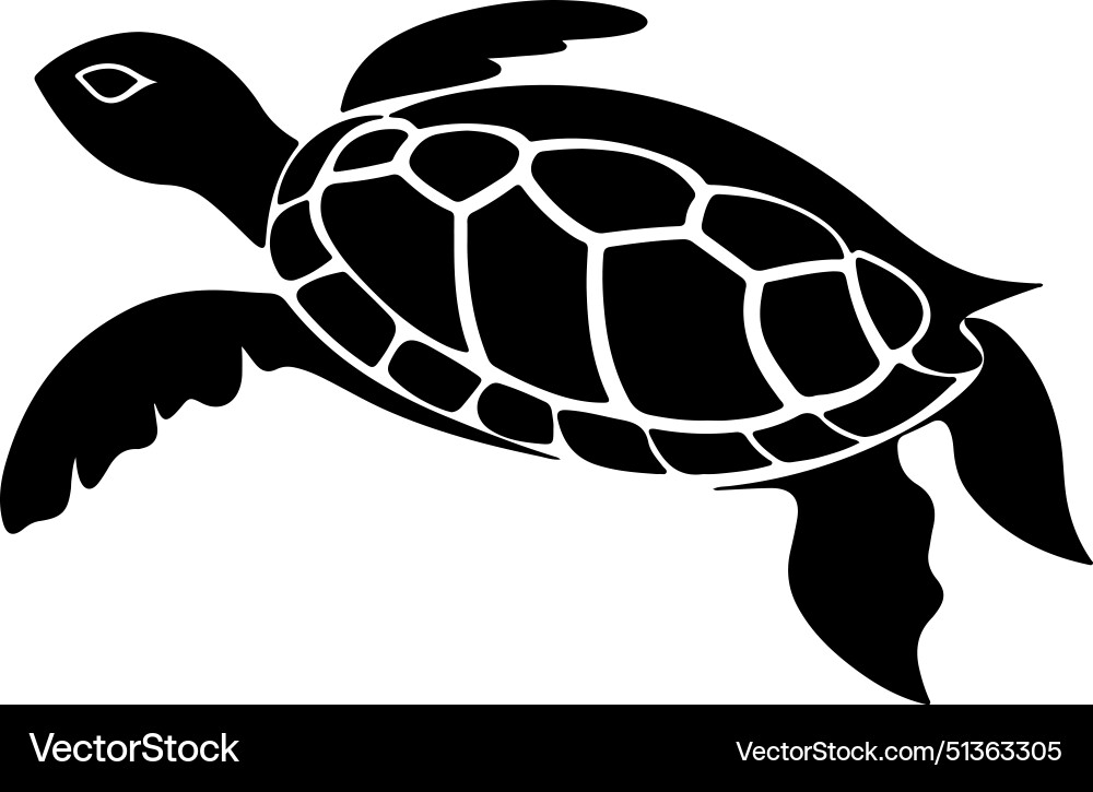 Turtle silhouette white background Royalty Free Vector Image
