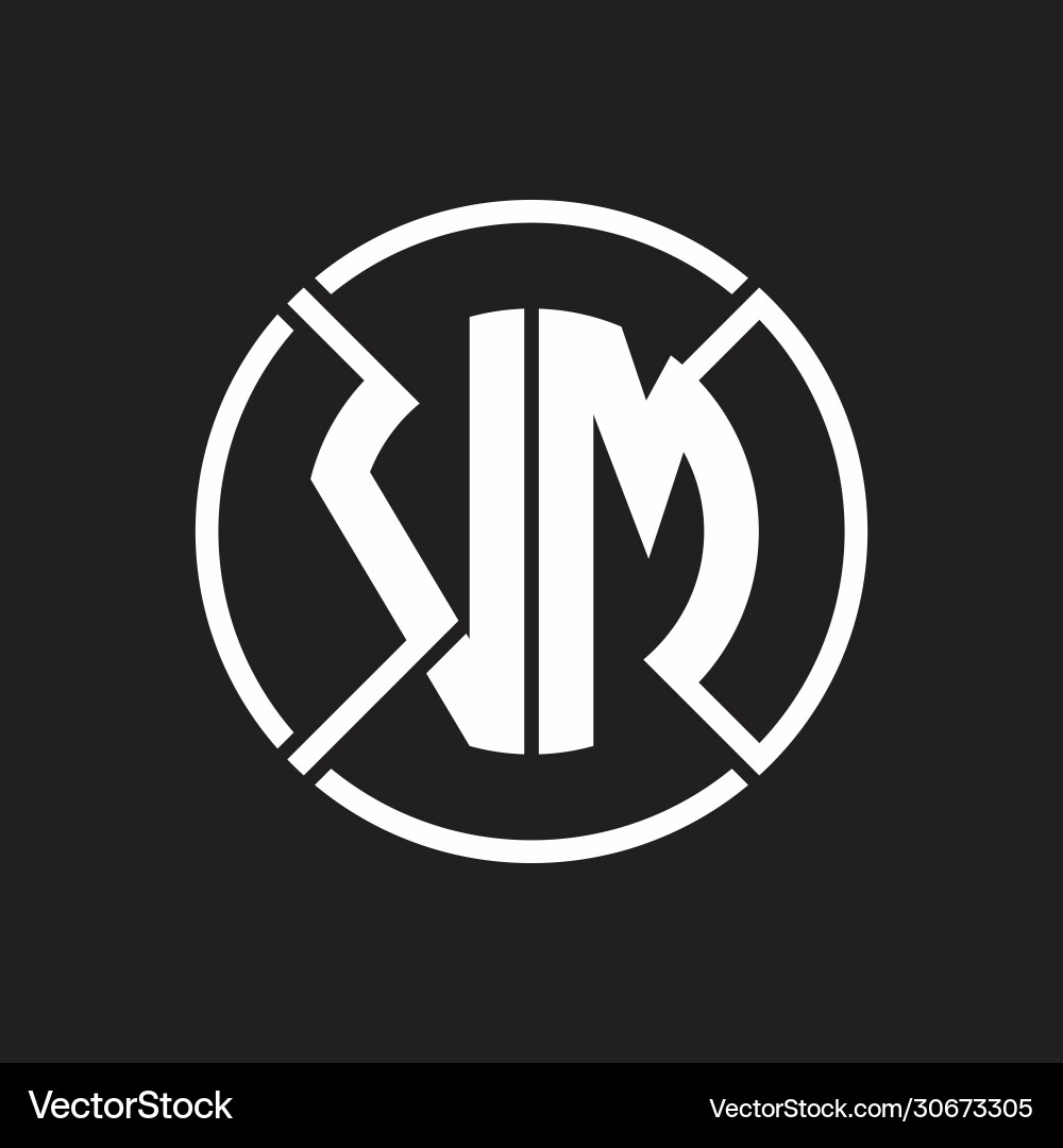Vm logo monogram with four part circle slash Vector Image