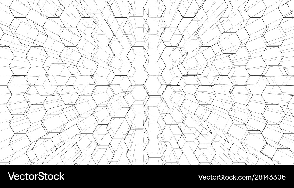 Abstract background hexagons outline vector image