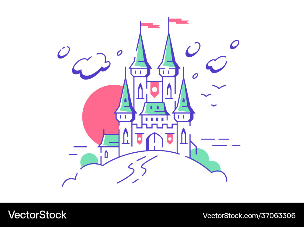 Big fairytail medieval castle towers on white Big fairytail medieval castle towers on white vector image