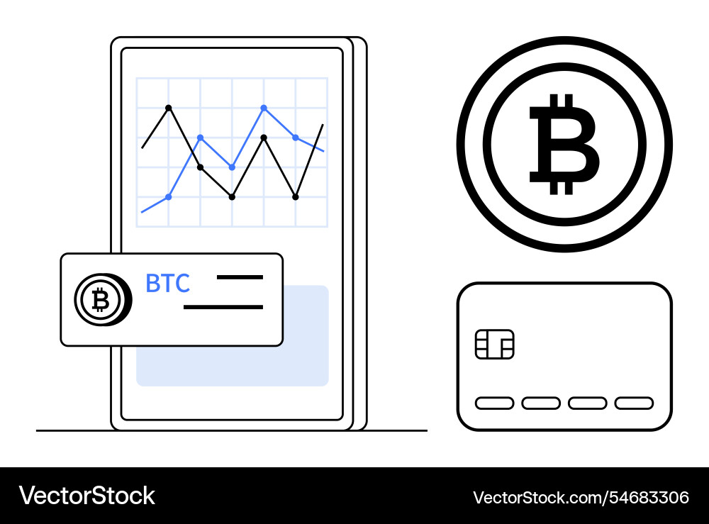 Chart on mobile device displaying cryptocurrency Chart on mobile device displaying cryptocurrency vector image