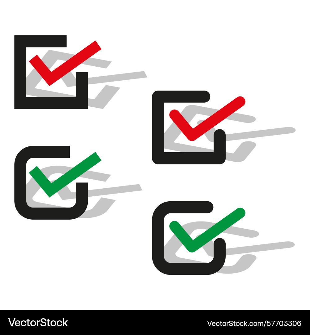 Checkbox selection icons flat checkmarks red Checkbox selection icons flat checkmarks red vector image