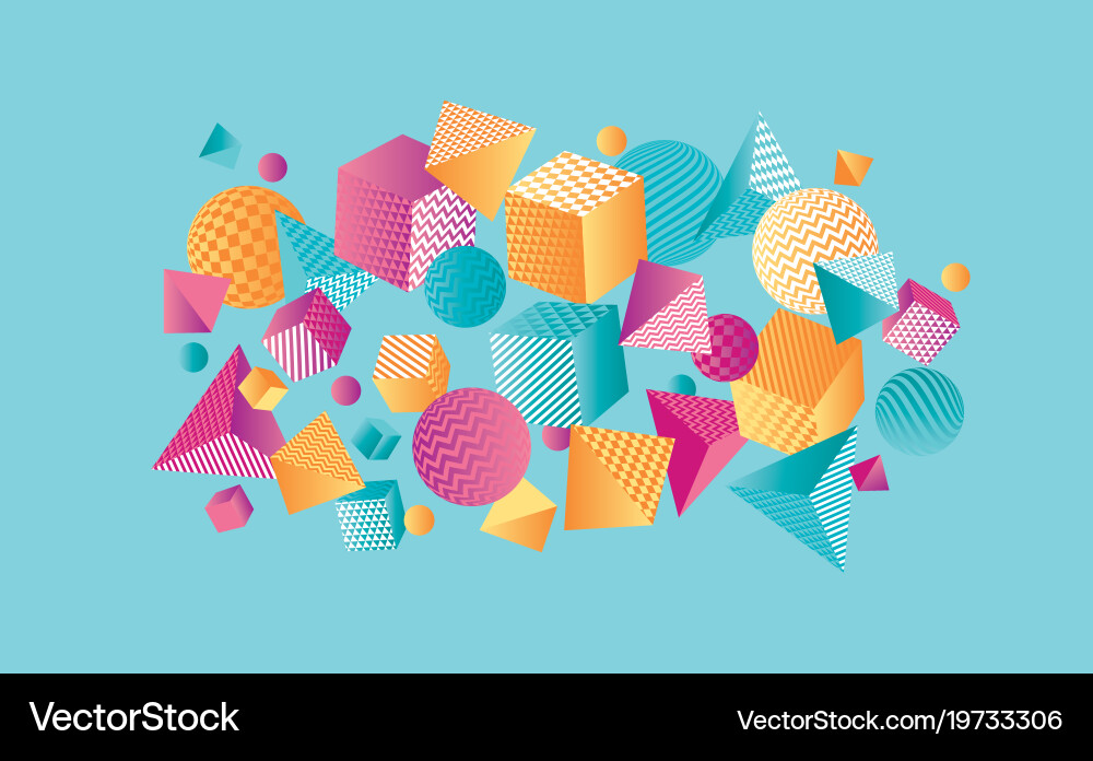 Concept color 3d geometric composition Vector Image