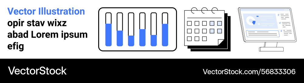 Data analysis bar graph calendar task planner Data analysis bar graph calendar task planner vector image