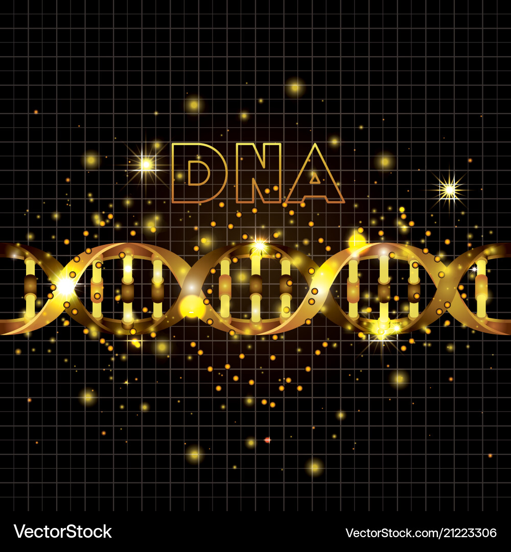 Dna-Molekül auf Linie goldenes Muster Dna-Molekül auf Linie goldenes Muster Vektorbild