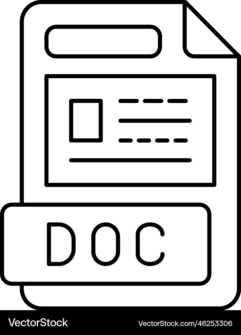 Doc file format document line icon Doc file format document line icon Vector Image