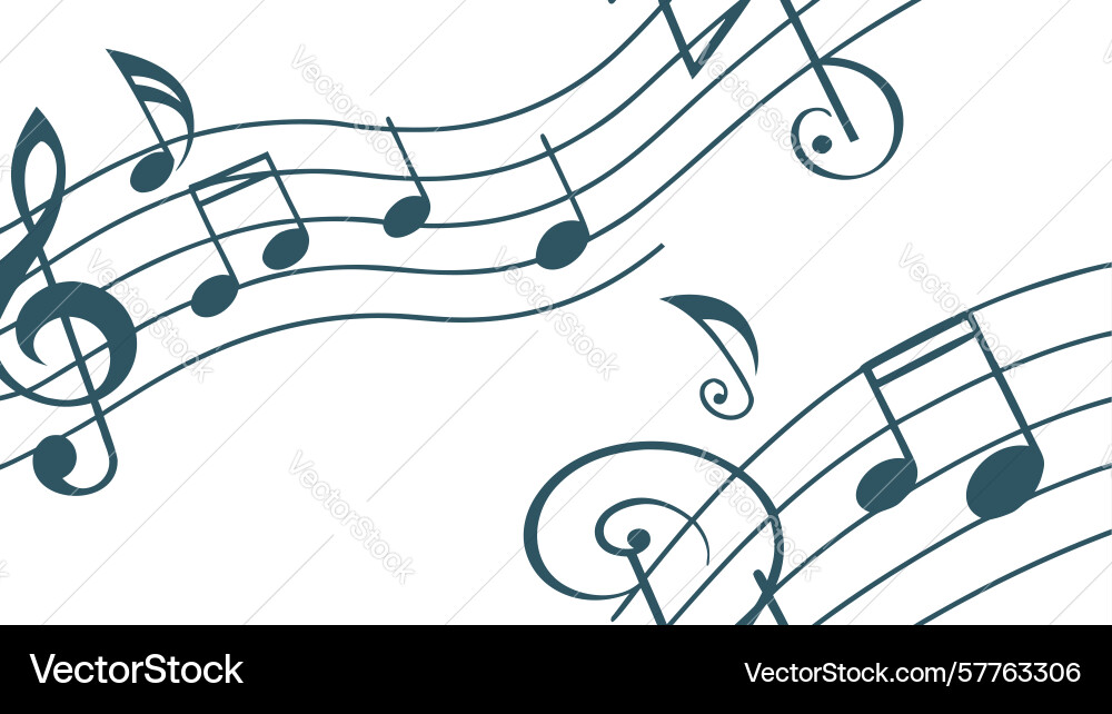 Dynamic music notes staff seamless pattern design vector image